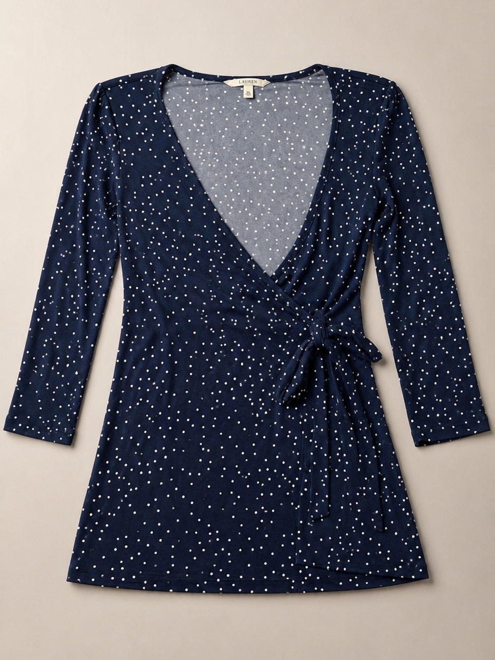 41 HAWTHORN Navy Polka Dot Wrap Top